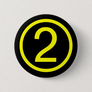 2 - number two 6 cm round badge