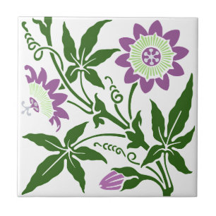 2 of 2 Sherwin Cotton Passion Flower Antique Repro Tile