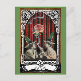 2 of Cups Victorian Witch Tarot Postcard