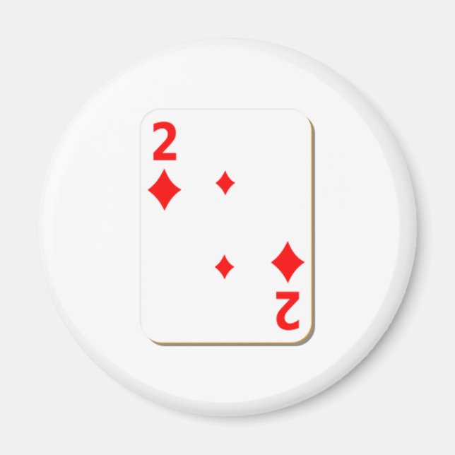 2 of Diamonds Playing Card Magnet (Front)