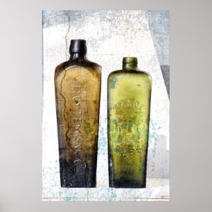 2 old bottles poster