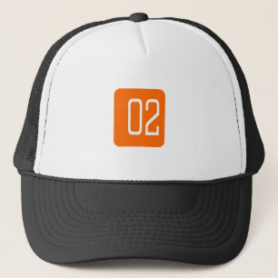 #2 Orange Square Trucker Hat