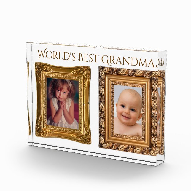 2 Ornate Golden Frames for "World's Best Grandma" Photo Block (Right)