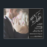 2 Pane Photo Wedding Save the Date Black Magnet<br><div class="desc">These magnetic cards are the perfect way to let your friends and family know to save the date for your upcoming wedding. Features a unique 2 pane design with your photo on the left and a black bar along the right with elegant script calligraphy reading "save the date" and all...</div>