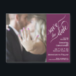 2 Pane Photo Wedding Save the Date Cassis Magnet<br><div class="desc">These magnetic cards are the perfect way to let your friends and family know to save the date for your upcoming wedding. Features a unique 2 pane design with your photo on the left and a cassis purple, magenta, or berry coloured bar along the right with elegant script calligraphy reading...</div>
