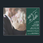 2 Pane Photo Wedding Save the Date Emerald Magnet<br><div class="desc">These magnetic cards are the perfect way to let your friends and family know to save the date for your upcoming wedding. Features a unique 2 pane design with your photo on the left and an emerald green coloured bar along the right with elegant script calligraphy reading "save the date"...</div>