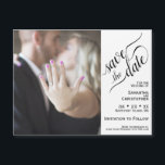 2 Pane Photo Wedding Save the Date Magnetic Card<br><div class="desc">These magnetic cards are the perfect way to let your friends and family know to save the date for your upcoming wedding. Features a unique 2 pane design with your photo on the left and a white bar along the right with elegant script calligraphy reading "save the date" and all...</div>