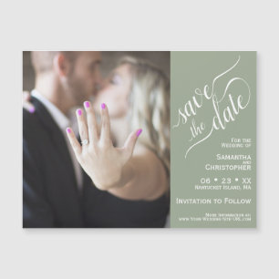 2 Pane Photo Wedding Save the Date Sage Magnet