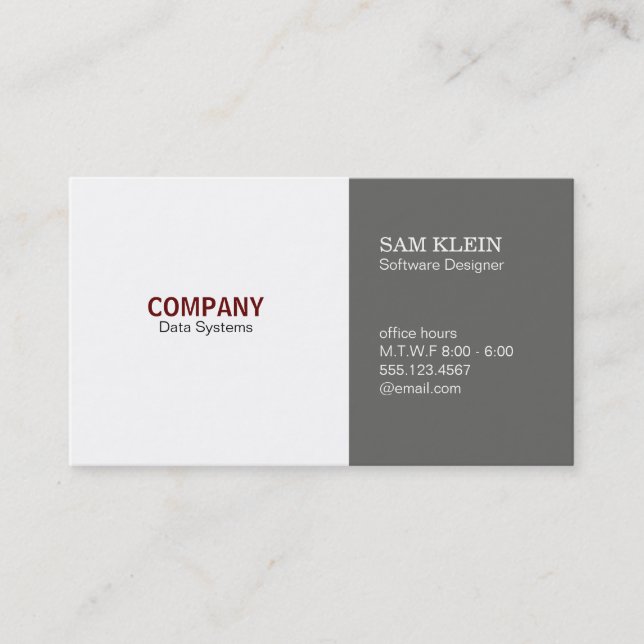 2 Panel Dim Grey Business Card (Front)