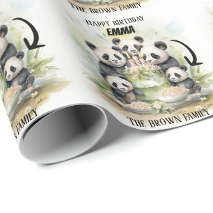 2 Parents 3 Kids - Watercolor Family Birthday Wrapping Paper