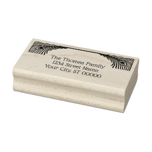 2 Peacock Feathers Art Nouveau Rubber Stamp