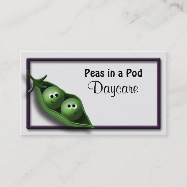 2 Peas in a Pod Childcare/Daycare Business Cards (Front)