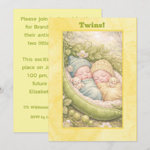 2 Peas in a Pod Twins Digital Download Invitations
