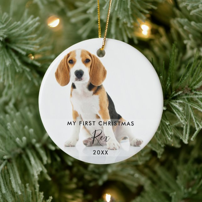 2 Pet Dog Cat Photo My First Christmas Ceramic Tree Decoration (Tree)