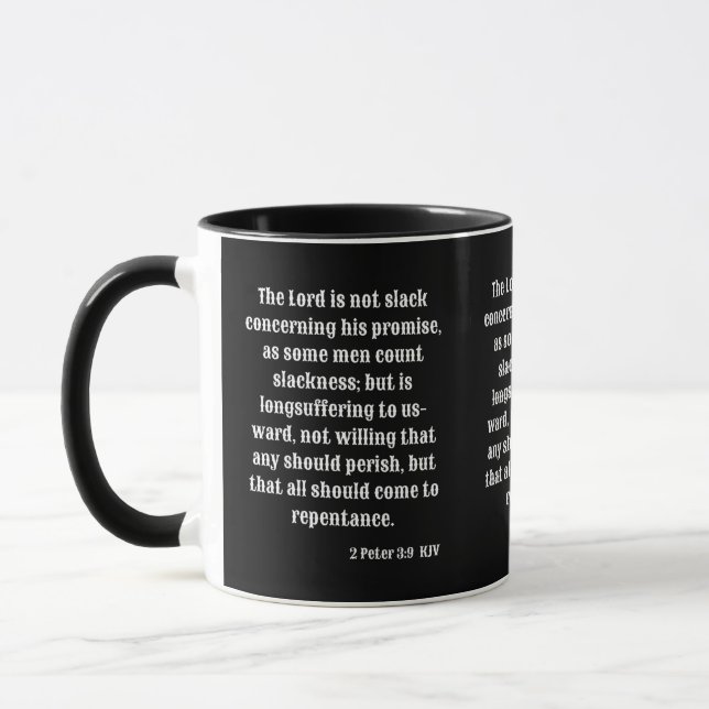 2 Peter 3:9 KJV Bible Scripture Two-Tone Mug (Left)