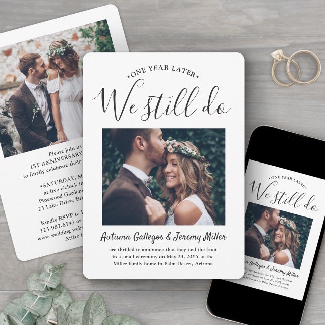 2 Photo 1st Anniversary Party We Still Do Wedding Invitation (Creator Uploaded)
