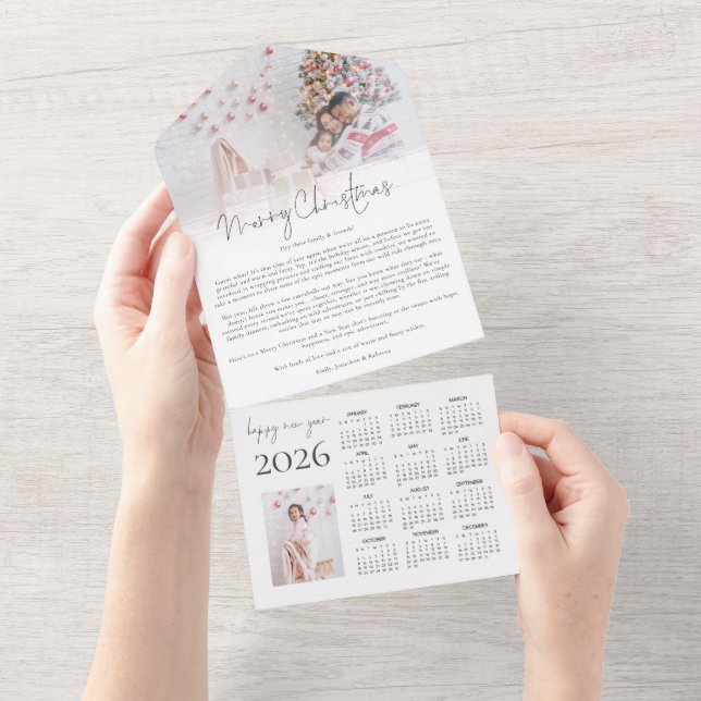 2 Photo 2026 Calender Christmas Newsletter All In One Invitation (Tearaway)