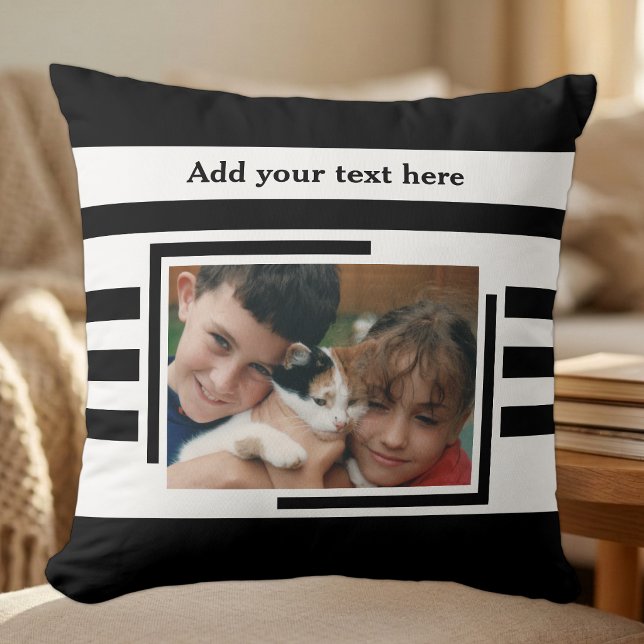 2 photo add text black white cushion (Creator Uploaded)