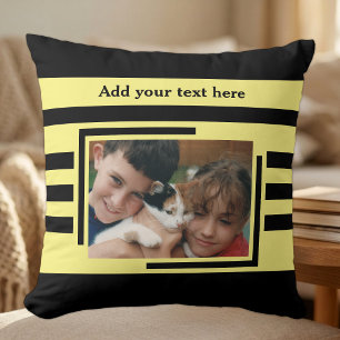 2 photo add text black yellow cushion