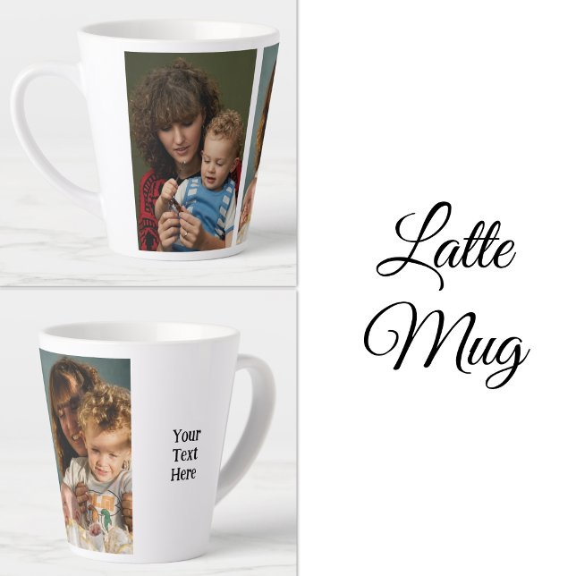 2 photo add text white black latte mug (Creator Uploaded)