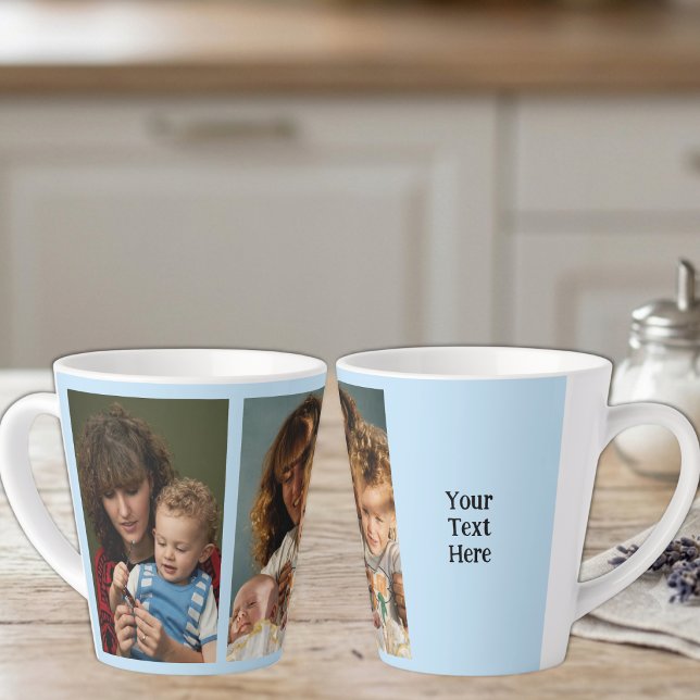 2 photo add text white blue latte mug (Creator Uploaded)