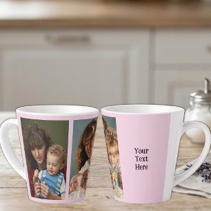 2 photo add text white pink latte mug