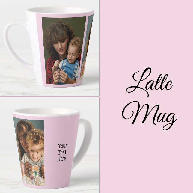 2 photo add text white pink latte mug (Creator Uploaded)