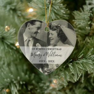 2 Photo Any Anniversary Year Christmas Wedding Ceramic Tree Decoration
