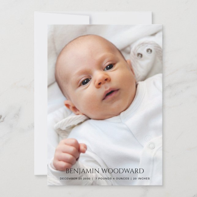 2 Photo Baby Birth Announcement (Front)