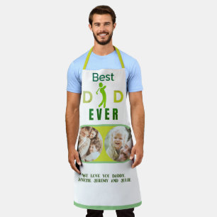  2 Photo Best Dad Ever Collage Modern Fathers Day Apron