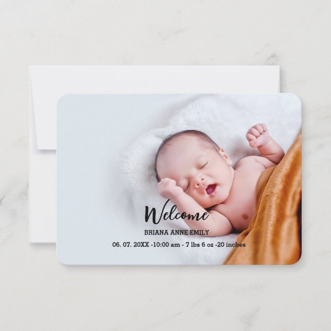 2 photo Birth Announcement card | New Baby annouce (Front)