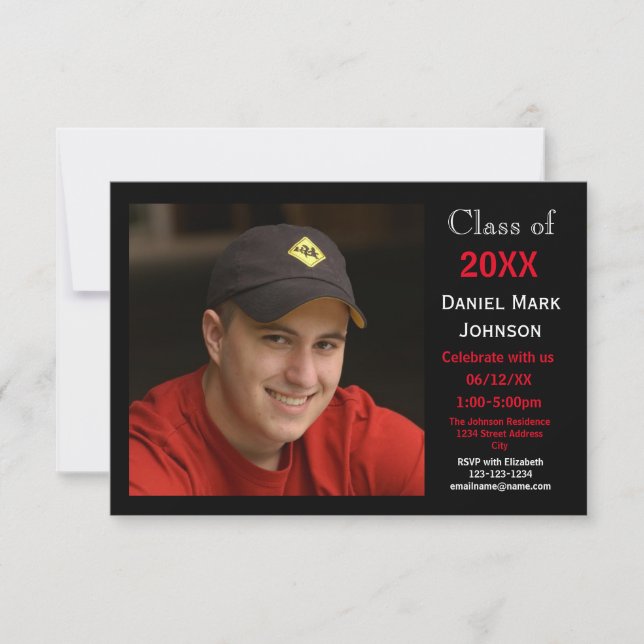 2 Photo Black Background - 3x5 Grad Announcement (Front)