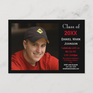 2 Photo Black Background - 3x5 Grad Announcement