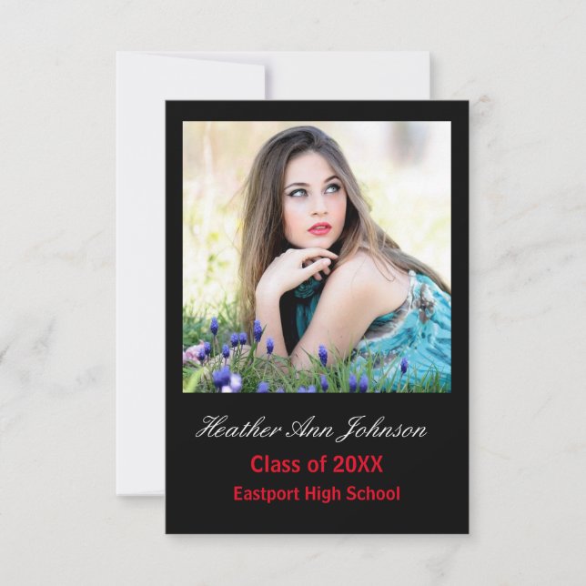 2 Photo Black Vertical - 3x5 Grad Announcement (Front)