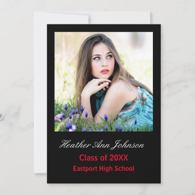 2 Photo Black Vertical - Grad Announcement (Front)