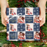 2 Photo Blue Merry Christmas  Wrapping Paper<br><div class="desc">2 Photo Elegant Merry Christmas Wrapping Paper. A festive Christmas Wrapping Paper featuring Your Photos. If you crop your photo into a square before uploading,  it will be easy to edit the design.</div>