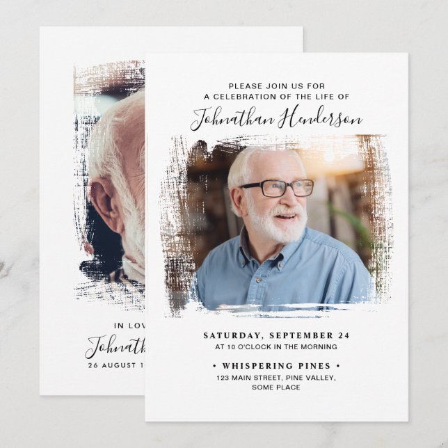 2-Photo Celebration of Life/Funeral/Memorial Invitation (Front/Back)