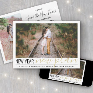 2 Photo Change of Plans Wedding New Years Holiday Save The Date