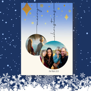 2 photo Christmas bulbs ornaments flat Holiday Card