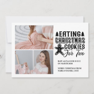 2 Photo Christmas Cookies for 2 Pregnancy Holiday Card