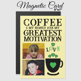 2 photo coffee and family green magnetic card