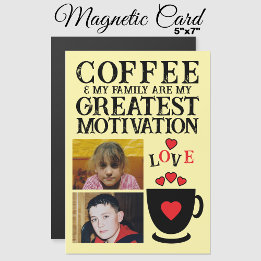 2 photo coffee and family red magnetic card