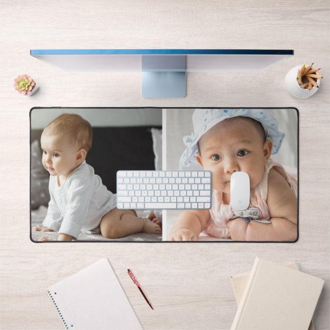 2 Photo Collage Custom Gift Desk Mat (Office 1)