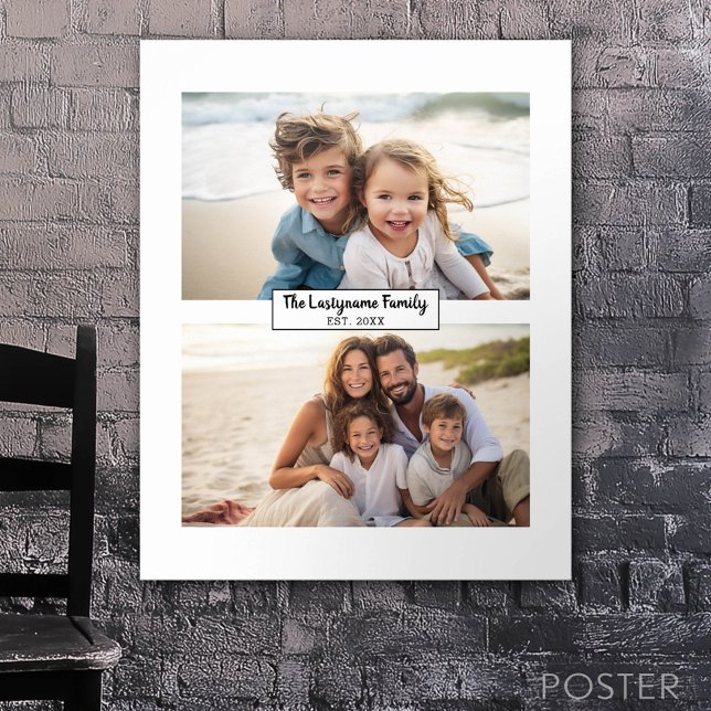 2 Photo Collage Family Name - Horizontal Pics Poster (Custom Poster)