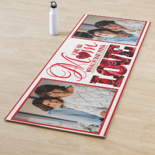 2 Photo Collage Floral Modern Elegant Mothers Day Yoga Mat