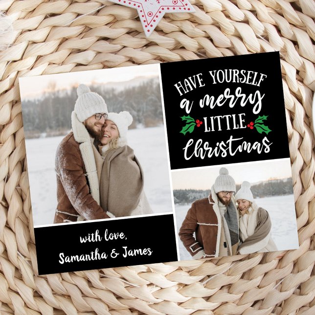 2 Photo Collage Have A Merry Little Christmas Holiday Card (Creator Uploaded)