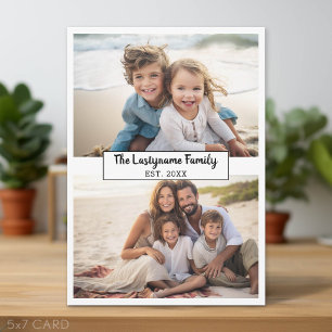 2 Photo Collage with Text for Family Name Holiday Card