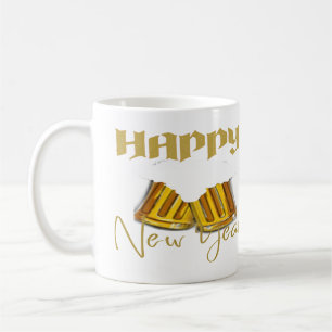 2 Photo Collage yellow Happy New Year 2024 Giant Coffee Mug