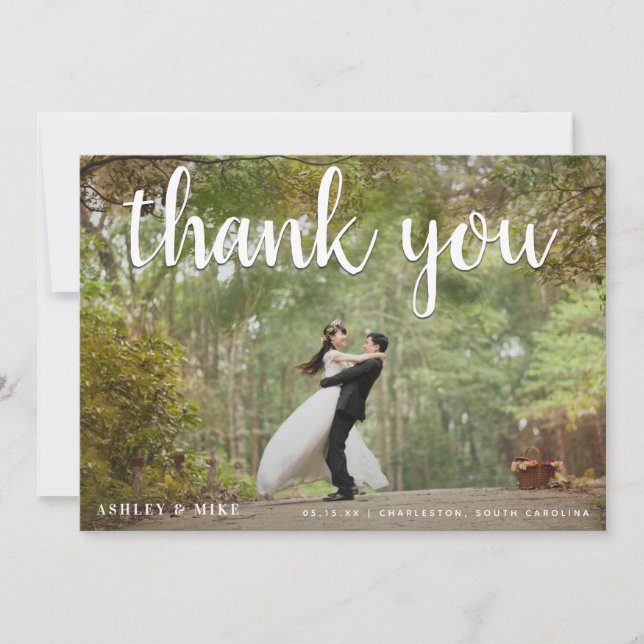 2 Photo Colour + Black & White Wedding Thank You (Front)