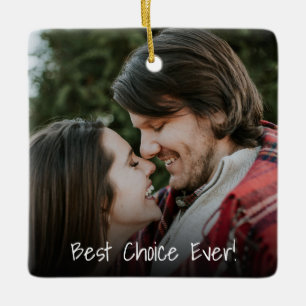 2 Photo Couple in Love Best Choice Ever Unique Ceramic Ornament